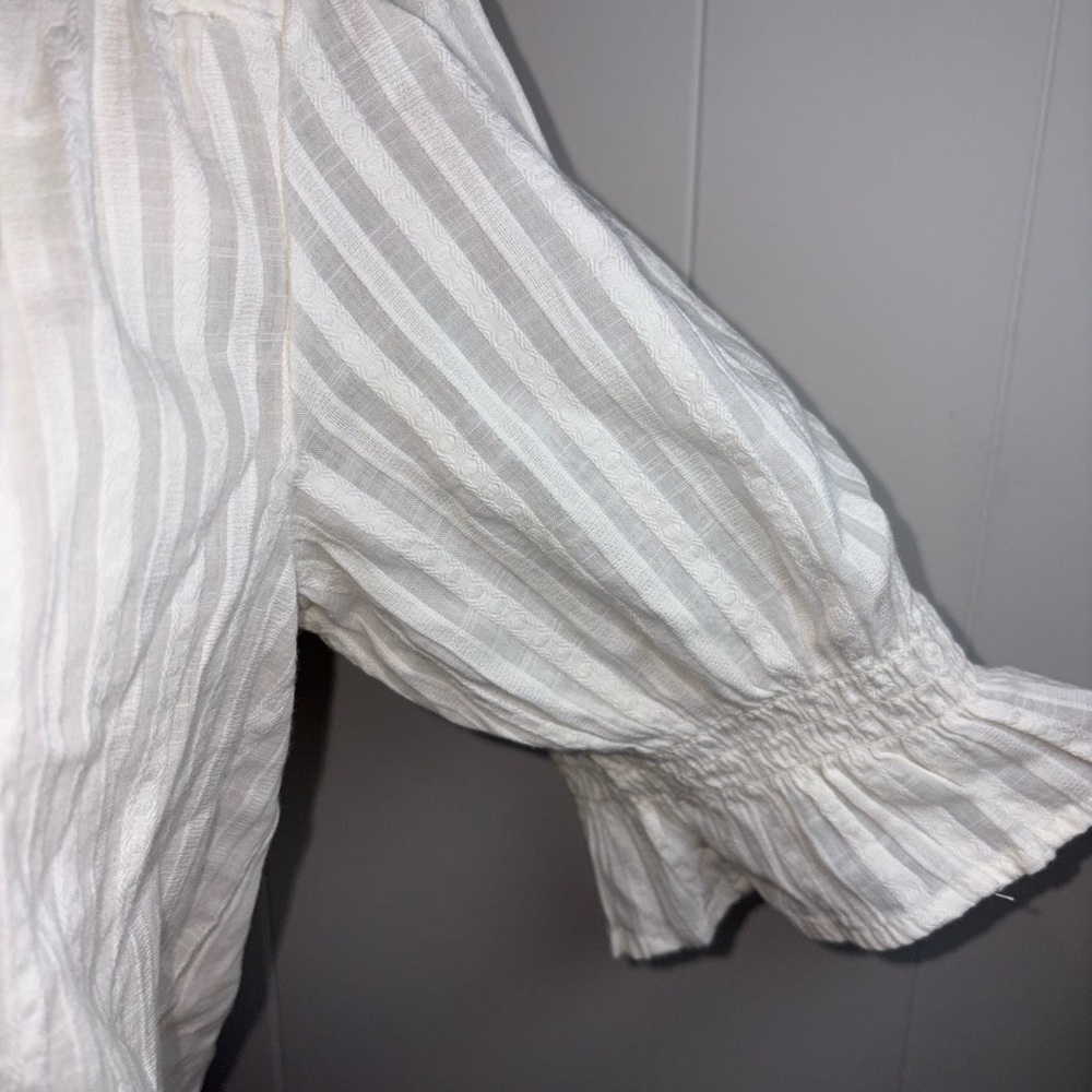 Loft Button-Front Off-White/Cream Bubble Sleeve Coquette Cottagecore Top Size XS - Picture 5 of 12